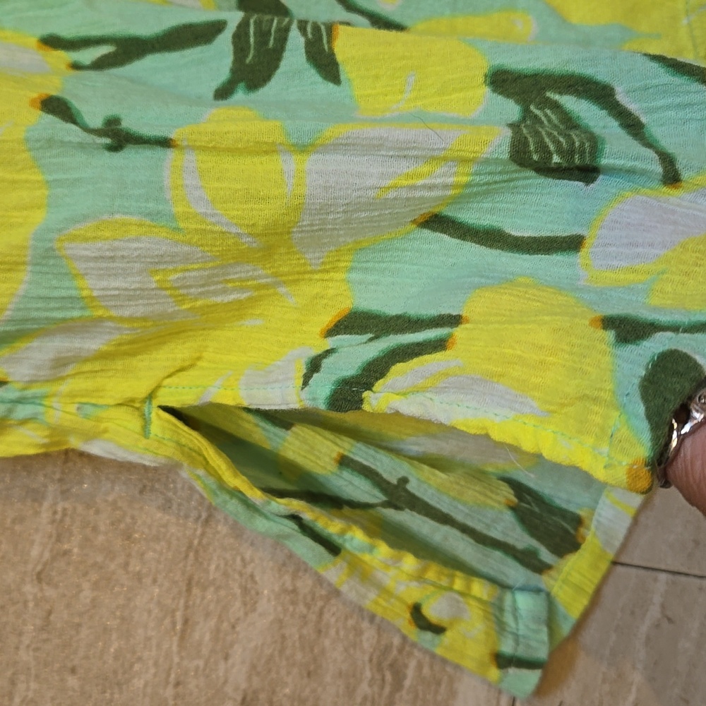 J. Crew Green/Yellow Floral Print 100% Cotton Cover-Up - Picture 2 of 8